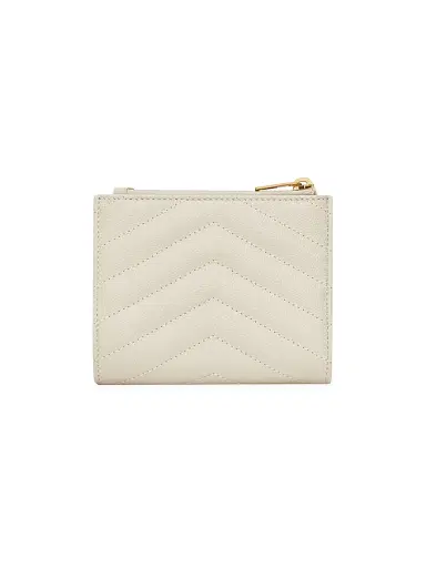 Saint Laurent Women's Cassandre Matelasse Bi-Fold Wallet - Blanc Vintage | Thumbnail 4