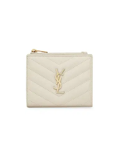 Saint Laurent Women's Cassandre Matelasse Bi-Fold Wallet - Blanc Vintage | Thumbnail 1