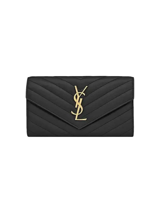 Saint Laurent Women's Cassandre Matelassé  Flap Wallet in Lambskin - Black