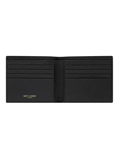 Saint Laurent Men's Tiny Cassandre East-West Wallet in Grained Leather | Thumbnail 2 Saint Laurent Men's Tiny Cassandre East-West Wallet in Grained Leather | Thumbnail 2
