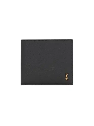Saint Laurent Men's Tiny Cassandre East-West Wallet in Grained Leather | Thumbnail 1 Saint Laurent Men's Tiny Cassandre East-West Wallet in Grained Leather | Thumbnail 1