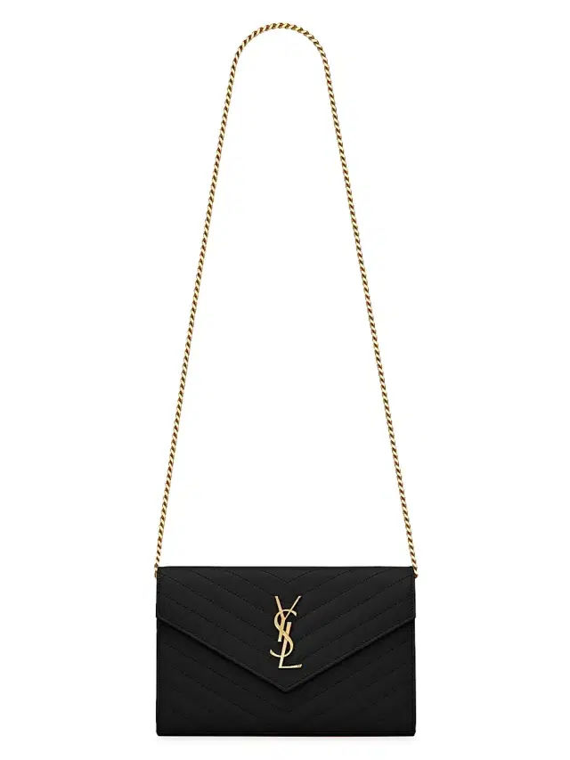 Women's Classic Cassandre Chain Wallet in Grain De Poudre Leather - Black