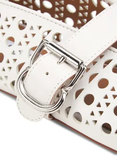 Alaïa Women's Laser-Cut Leather Ballerina Flats - Blanc Casse | Thumbnail 6