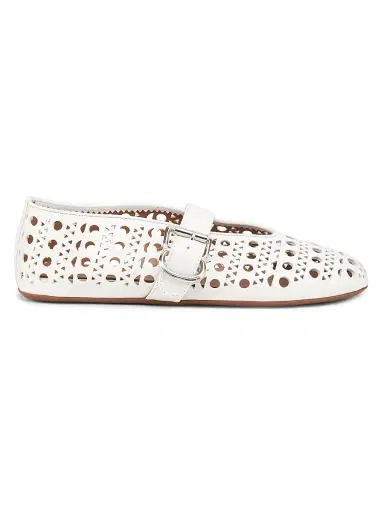 Alaïa Women's Laser-Cut Leather Ballerina Flats - Blanc Casse | Thumbnail 1