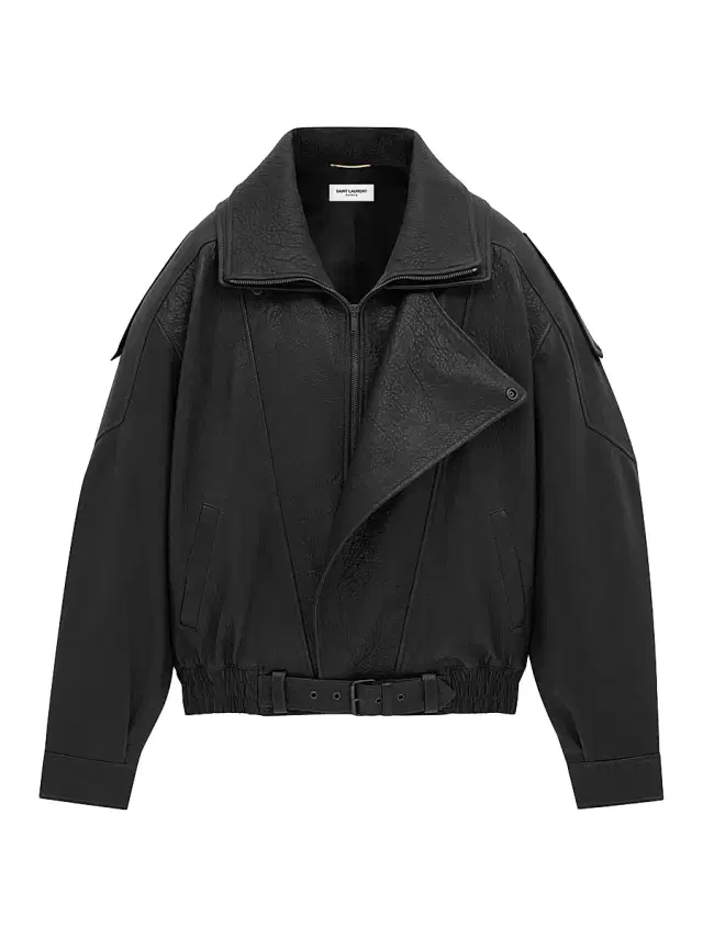 Women's Bomber Jacket in Lambskin - Black