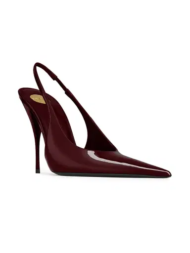 Saint Laurent Women's Slingback Pumps in Patent Leather - Marron Glace | Thumbnail 2