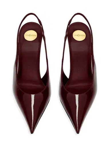 Saint Laurent Women's Slingback Pumps in Patent Leather - Marron Glace | Thumbnail 3