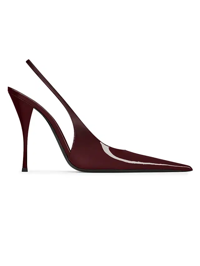 Saint Laurent Women's Slingback Pumps in Patent Leather - Marron Glace