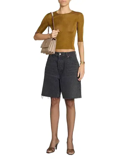 Saint Laurent Women's Sunset Medium Shoulder Bag in Smooth Leather - Dark Beige | Thumbnail 1 Saint Laurent Women's Sunset Medium Shoulder Bag in Smooth Leather - Dark Beige | Thumbnail 1