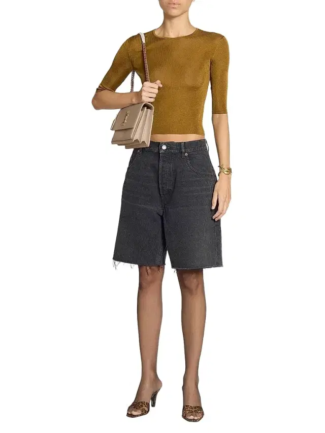 Saint Laurent Women's Sunset  Shoulder Bag in Smooth Leather - Dark Beige