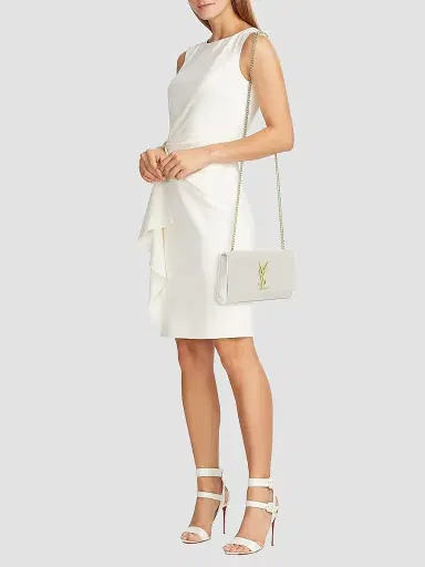 Saint Laurent Women's Kate Small Chain Crossbody Bag in Grain De Poudre Embossed Leather - Blanc Vintage | Thumbnail 2 Saint Laurent Women's Kate Small Chain Crossbody Bag in Grain De Poudre Embossed Leather - Blanc Vintage | Thumbnail 2