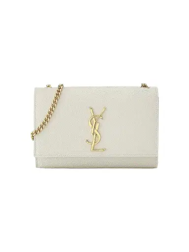 Saint Laurent Women's Kate Small Chain Crossbody Bag in Grain De Poudre Embossed Leather - Blanc Vintage | Thumbnail 1 Saint Laurent Women's Kate Small Chain Crossbody Bag in Grain De Poudre Embossed Leather - Blanc Vintage | Thumbnail 1