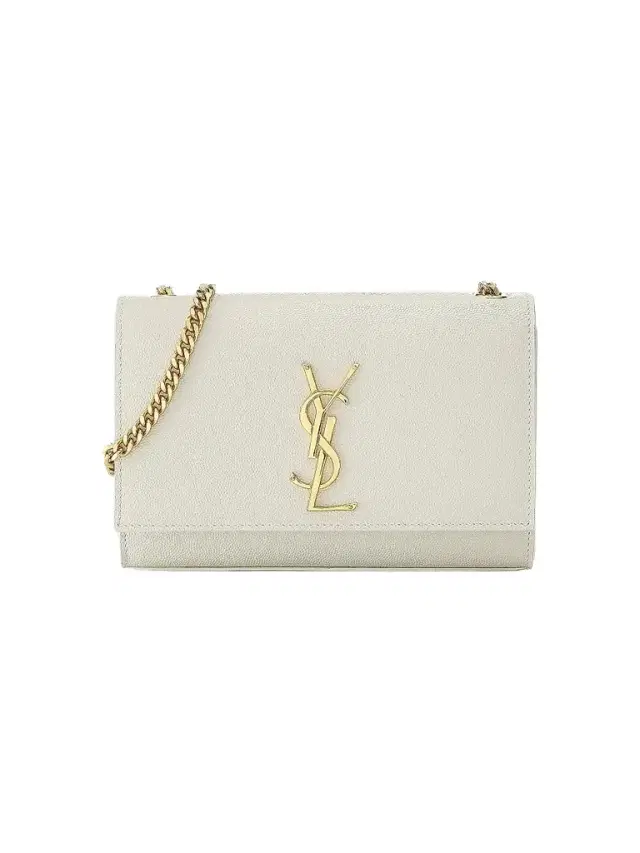 Women's Kate  Chain Crossbody Bag in Grain De Poudre Embossed Leather - Blanc Vintage