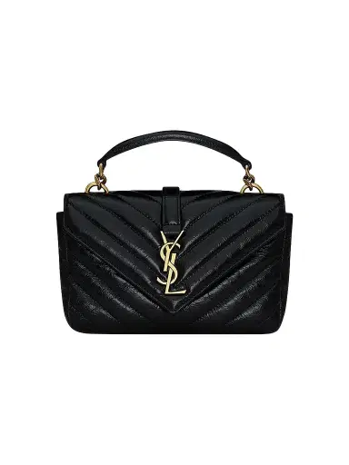 Saint Laurent Women's Mini College Chain Bag in Shiny Crackled Leather | Thumbnail 1 Saint Laurent Women's Mini College Chain Bag in Shiny Crackled Leather | Thumbnail 1