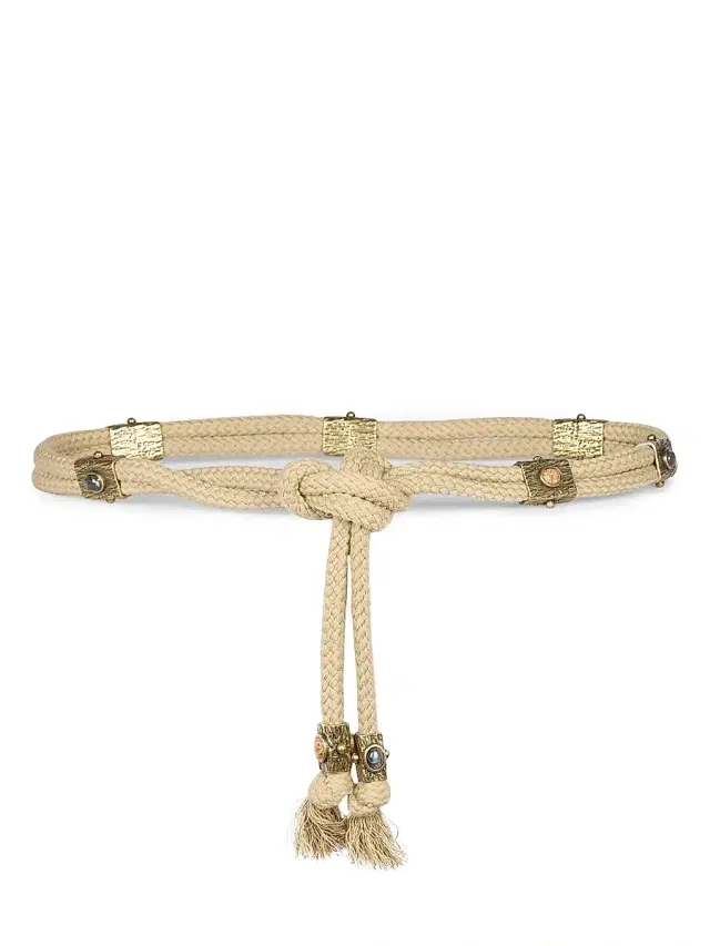 Isabel Marant Women's Aleea Cotton-Blend Cord Belt - Khaki