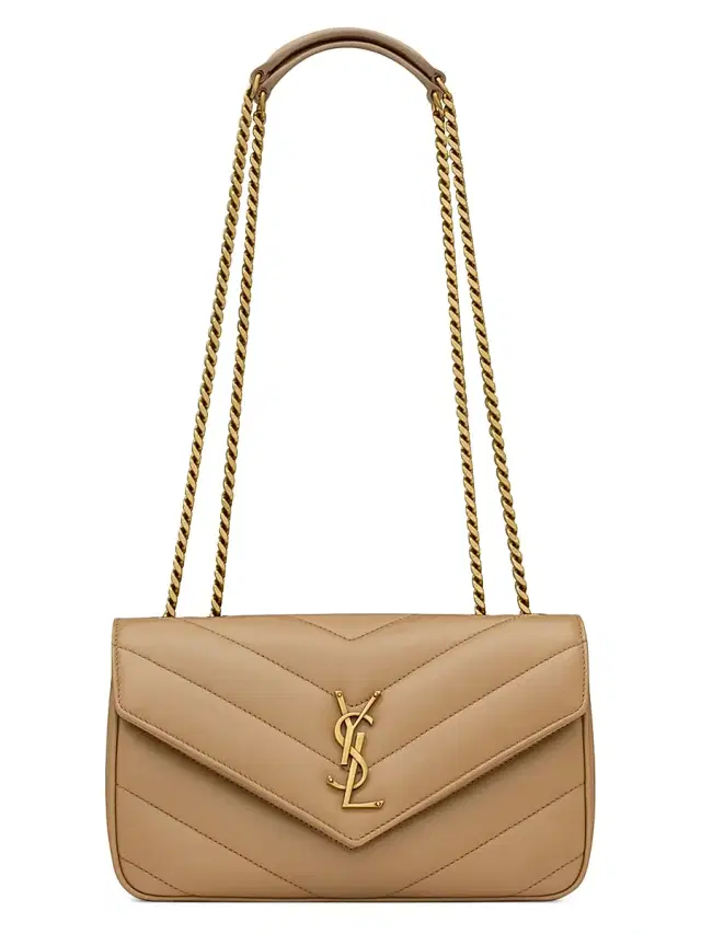 Saint Laurent Women's Loulou  Shoulder Bag in Lambskin Leather - Natural Tan