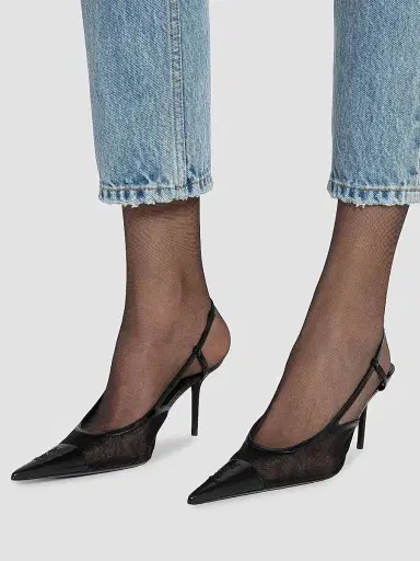 Saint Laurent Women's Renée Slingback Pumps in Mesh - Black | Thumbnail 3 Saint Laurent Women's Renée Slingback Pumps in Mesh - Black | Thumbnail 3