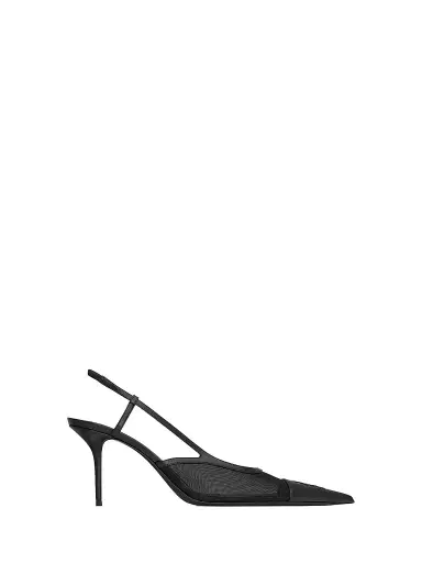 Saint Laurent Women's Renée Slingback Pumps in Mesh - Black | Thumbnail 1 Saint Laurent Women's Renée Slingback Pumps in Mesh - Black | Thumbnail 1