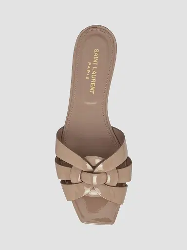 Saint Laurent Women's Tribute Flat Mules in Patent Leather - Beige - Size 4.5 | Thumbnail 4 Saint Laurent Women's Tribute Flat Mules in Patent Leather - Beige - Size 4.5 | Thumbnail 4