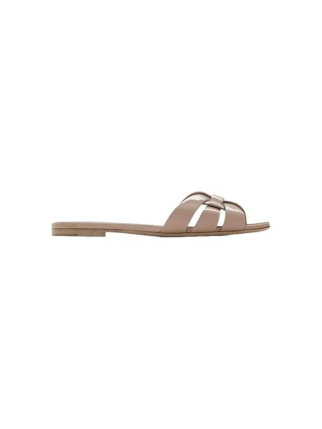 Saint Laurent Women's Tribute Mules in Patent Leather - Beige