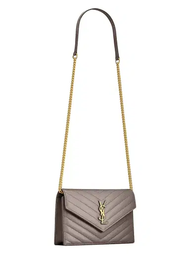 Saint Laurent Women's Cassandre Envelope Chain Wallet in Lambskin - Urban Grey | Thumbnail 2