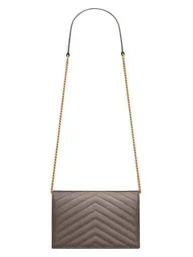 Saint Laurent Women's Cassandre Envelope Chain Wallet in Lambskin - Urban Grey | Thumbnail 4
