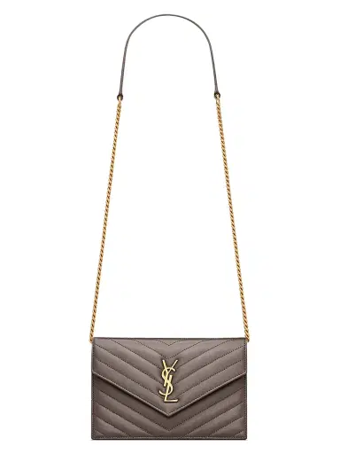 Saint Laurent Women's Cassandre Envelope Chain Wallet in Lambskin - Urban Grey | Thumbnail 1