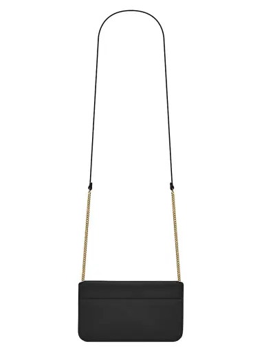 Saint Laurent Women's Cassandre Phone Holder with Strap in Smooth Leather | Thumbnail 7 Saint Laurent Women's Cassandre Phone Holder with Strap in Smooth Leather | Thumbnail 7