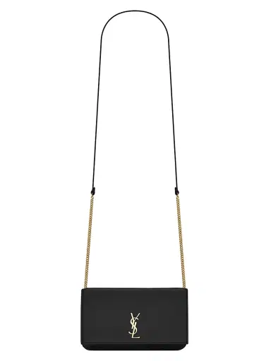 Saint Laurent Women's Cassandre Phone Holder with Strap in Smooth Leather | Thumbnail 1 Saint Laurent Women's Cassandre Phone Holder with Strap in Smooth Leather | Thumbnail 1