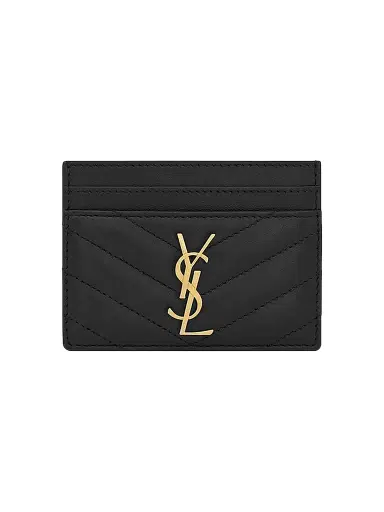 Saint Laurent Women's Cassandre Matelass Card Case in Lambskin | Thumbnail 1