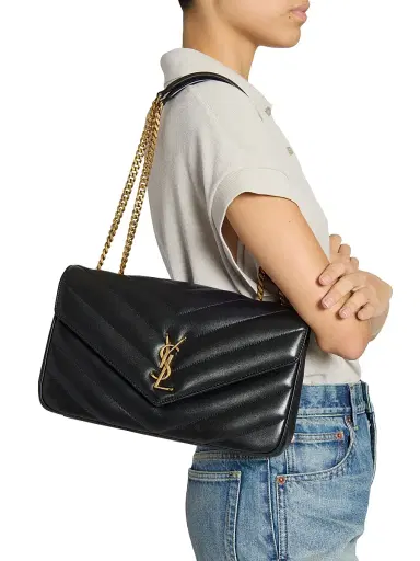 Saint Laurent Women's Loulou Shoulder Bag in Lambskin Leather - Noir | Thumbnail 2 Saint Laurent Women's Loulou Shoulder Bag in Lambskin Leather - Noir | Thumbnail 2