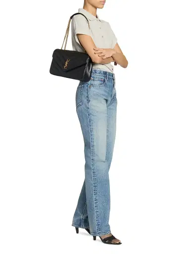 Saint Laurent Women's Loulou Shoulder Bag in Lambskin Leather - Noir | Thumbnail 1 Saint Laurent Women's Loulou Shoulder Bag in Lambskin Leather - Noir | Thumbnail 1