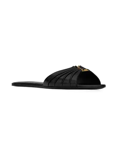 Saint Laurent Women's Slides in Smooth Leather - Black - Size 4 | Thumbnail 2