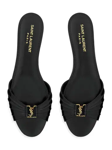 Saint Laurent Women's Slides in Smooth Leather - Black - Size 4 | Thumbnail 3