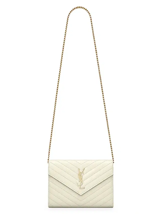 Women's Cassandre Matelass Chain Wallet in Lambskin - White
