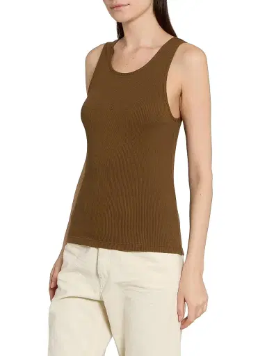 Saint Laurent Women's Cassandre Tank Top in Ribbed Cotton Jersey - Cognac - Size XL | Thumbnail 4 Saint Laurent Women's Cassandre Tank Top in Ribbed Cotton Jersey - Cognac - Size XL | Thumbnail 4