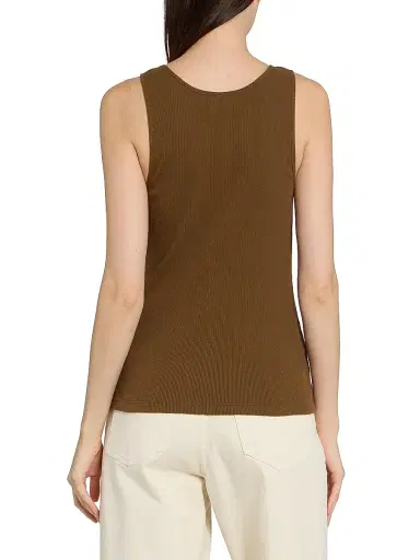 Saint Laurent Women's Cassandre Tank Top in Ribbed Cotton Jersey - Cognac - Size XL | Thumbnail 5 Saint Laurent Women's Cassandre Tank Top in Ribbed Cotton Jersey - Cognac - Size XL | Thumbnail 5