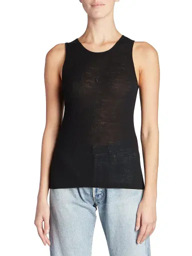 Saint Laurent Women's Cassandre Tank Top - Black | Thumbnail 2