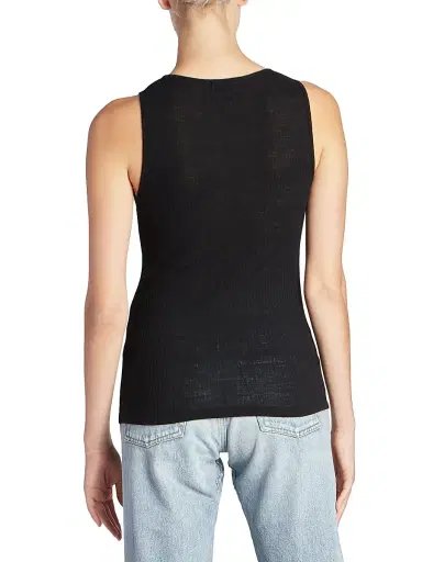 Saint Laurent Women's Cassandre Tank Top - Black | Thumbnail 4
