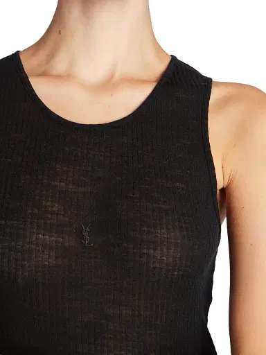 Saint Laurent Women's Cassandre Tank Top - Black | Thumbnail 5