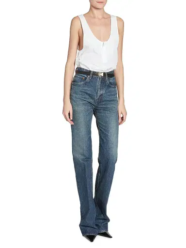 Saint Laurent Women's LA 66 Buckle Thin Belt in Grained Lambskin - Black | Thumbnail 3