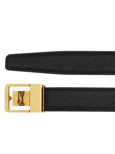 Saint Laurent Women's LA 66 Buckle Thin Belt in Grained Lambskin - Black | Thumbnail 4