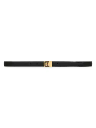 Saint Laurent Women's LA 66 Buckle Thin Belt in Grained Lambskin - Black | Thumbnail 1