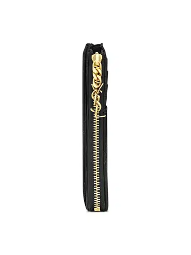 Saint Laurent Women's Cassandre Bijou Zip Card Case in Grain De Poudre Leather | Thumbnail 2 Saint Laurent Women's Cassandre Bijou Zip Card Case in Grain De Poudre Leather | Thumbnail 2