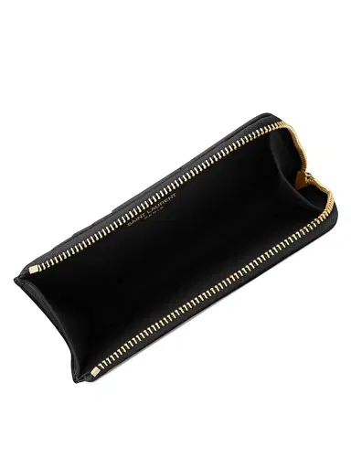 Saint Laurent Women's Cassandre Bijou Zip Card Case in Grain De Poudre Leather | Thumbnail 3 Saint Laurent Women's Cassandre Bijou Zip Card Case in Grain De Poudre Leather | Thumbnail 3
