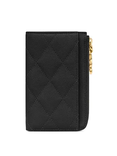 Saint Laurent Women's Cassandre Bijou Zip Card Case in Grain De Poudre Leather | Thumbnail 1 Saint Laurent Women's Cassandre Bijou Zip Card Case in Grain De Poudre Leather | Thumbnail 1