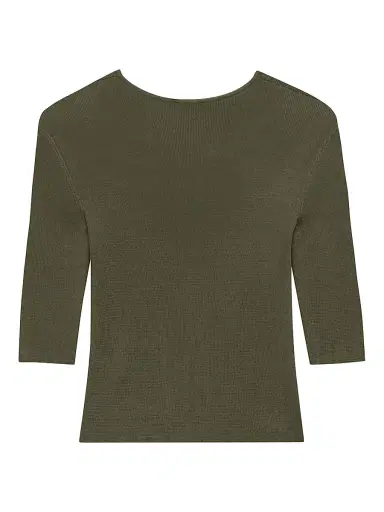 Saint Laurent Women's Cassandre Top in Knit - Kaki - Size Medium | Thumbnail 2 Saint Laurent Women's Cassandre Top in Knit - Kaki - Size Medium | Thumbnail 2