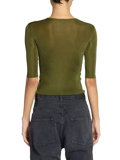 Saint Laurent Women's Cassandre Top in Knit - Kaki - Size Medium | Thumbnail 6 Saint Laurent Women's Cassandre Top in Knit - Kaki - Size Medium | Thumbnail 6
