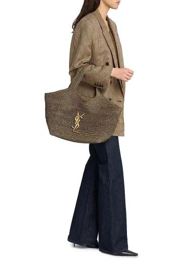Saint Laurent Women's Icare Medium Tote Bag in Raffia | Thumbnail 2 Saint Laurent Women's Icare Medium Tote Bag in Raffia | Thumbnail 2