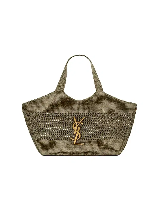 Saint Laurent Women's Icare  Tote Bag in Raffia - Light Musk